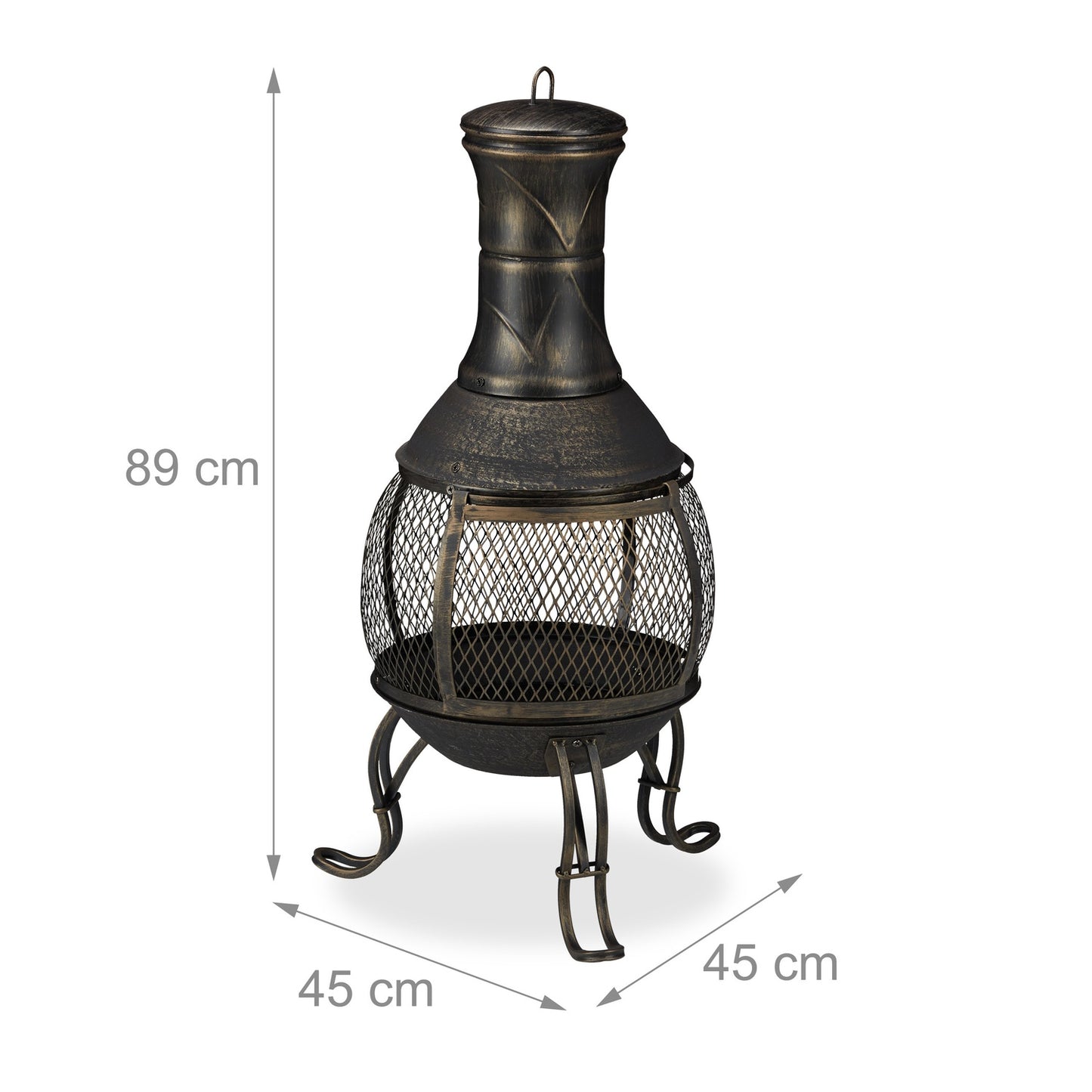 Outdoor fireplace gold-coloured