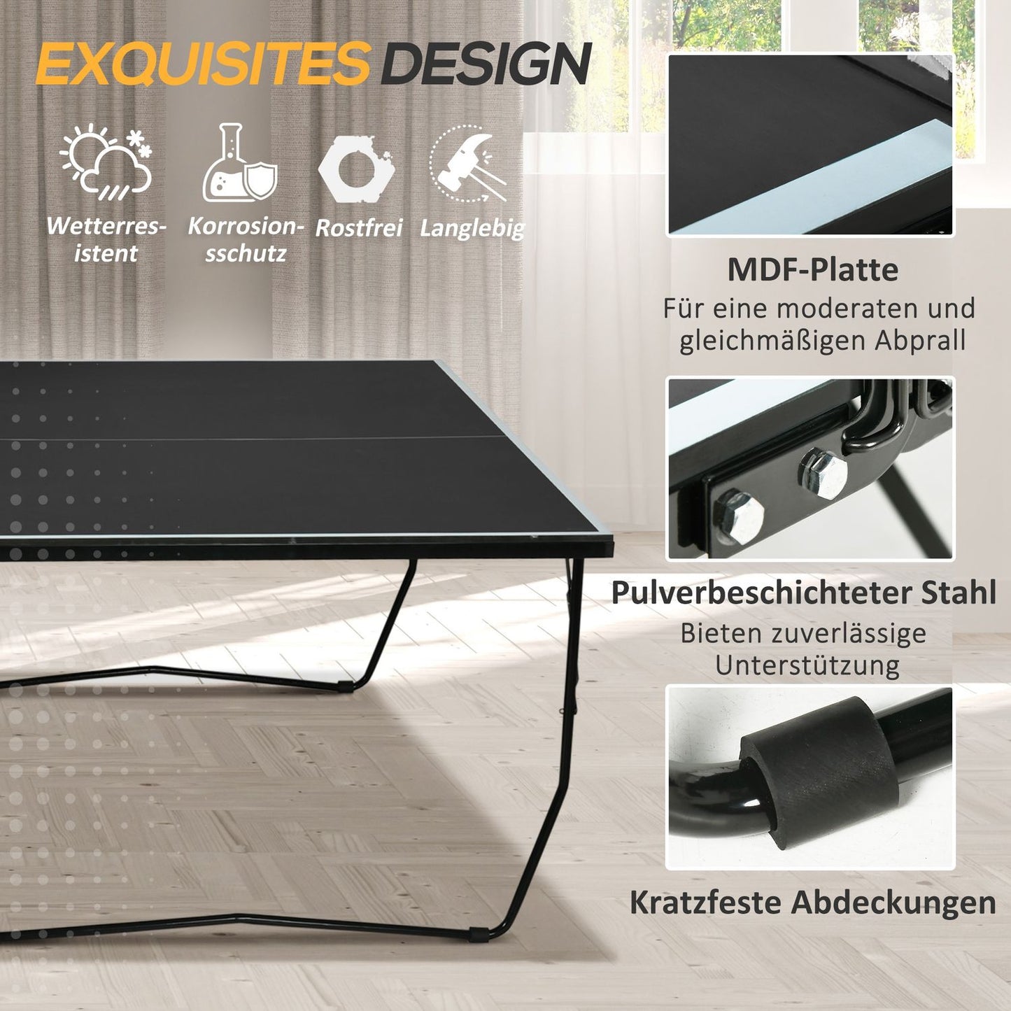 Folding outdoor table tennis table, wheels and net included