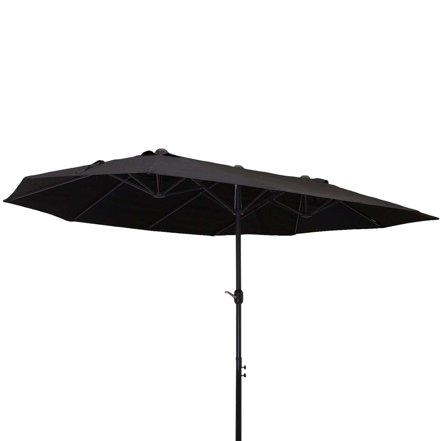 Black oval garden parasol parasol, double canopy, hand crank