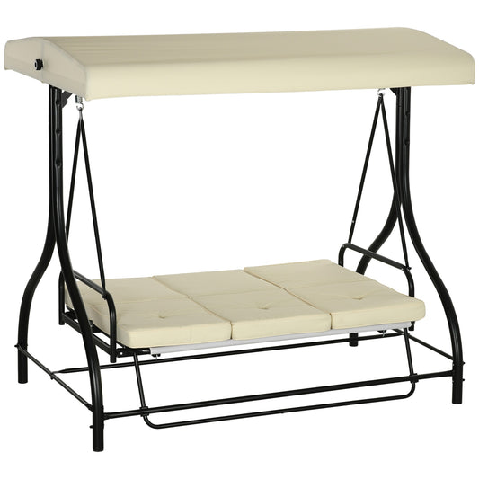 2-in-1 reclining garden swing, 3-seater, adjustable canopy
