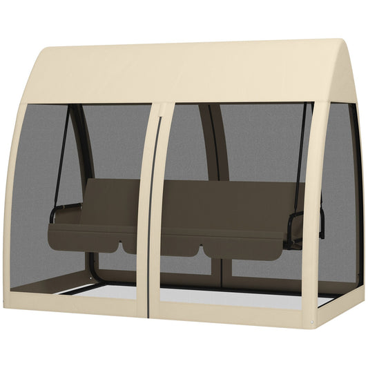 2-in-1 reclining garden swing with canopy and mosquito net