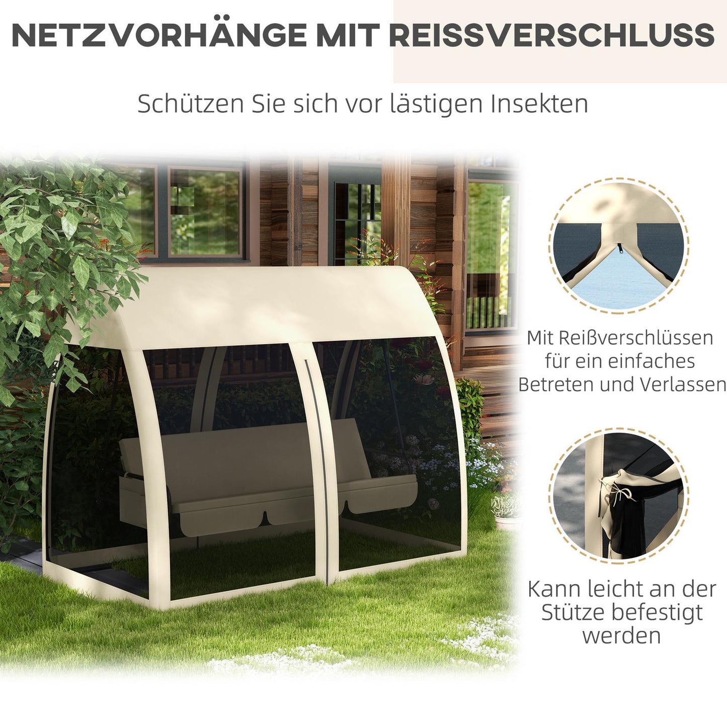 2-in-1 reclining garden swing with canopy and mosquito net