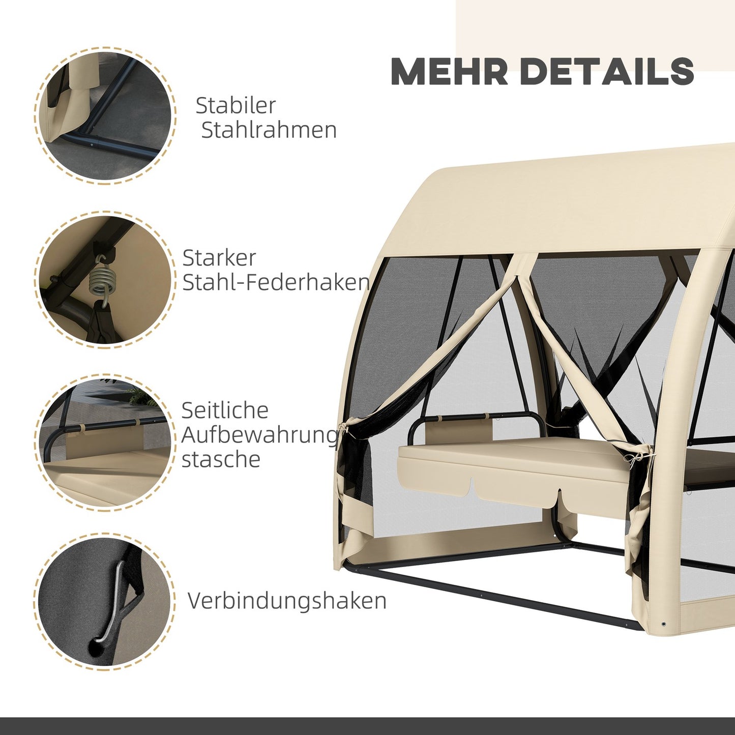 2-in-1 reclining garden swing with canopy and mosquito net