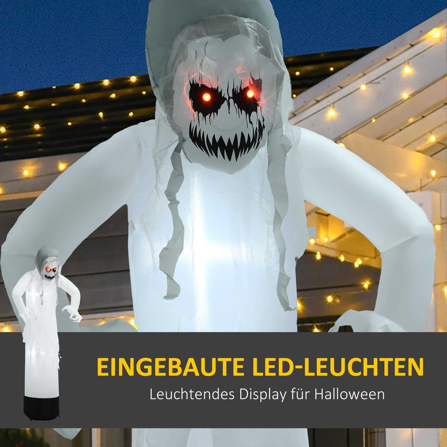 Inflatable White Witch Halloween Decor with LED lights