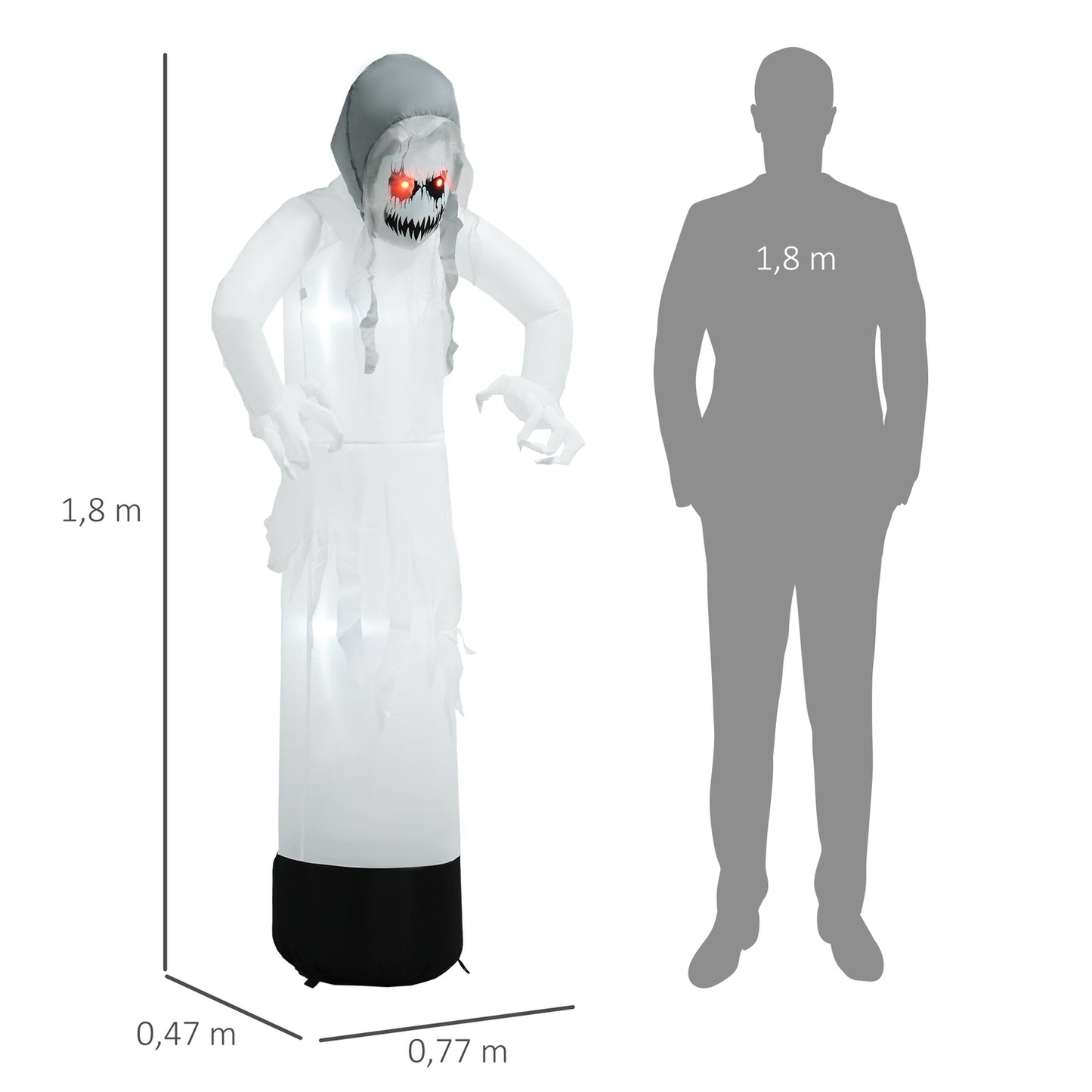 Inflatable White Witch Halloween Decor with LED lights