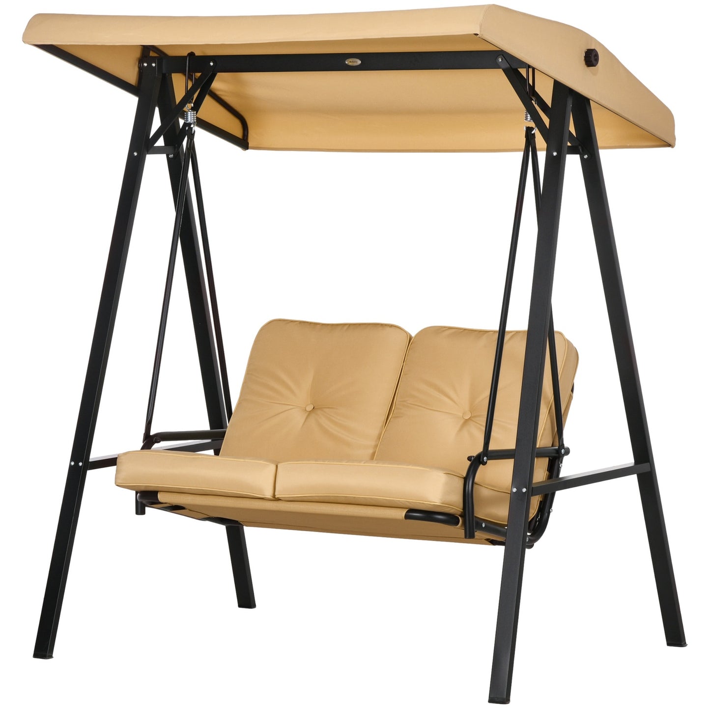 3-seat garden swing with adjustable canopy, beige