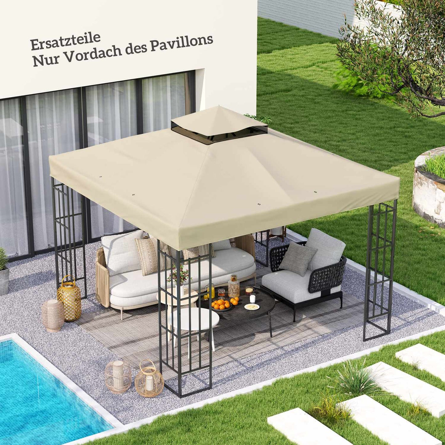 Gazebo Roof replacement 3x3m, Water resistant, Cream white