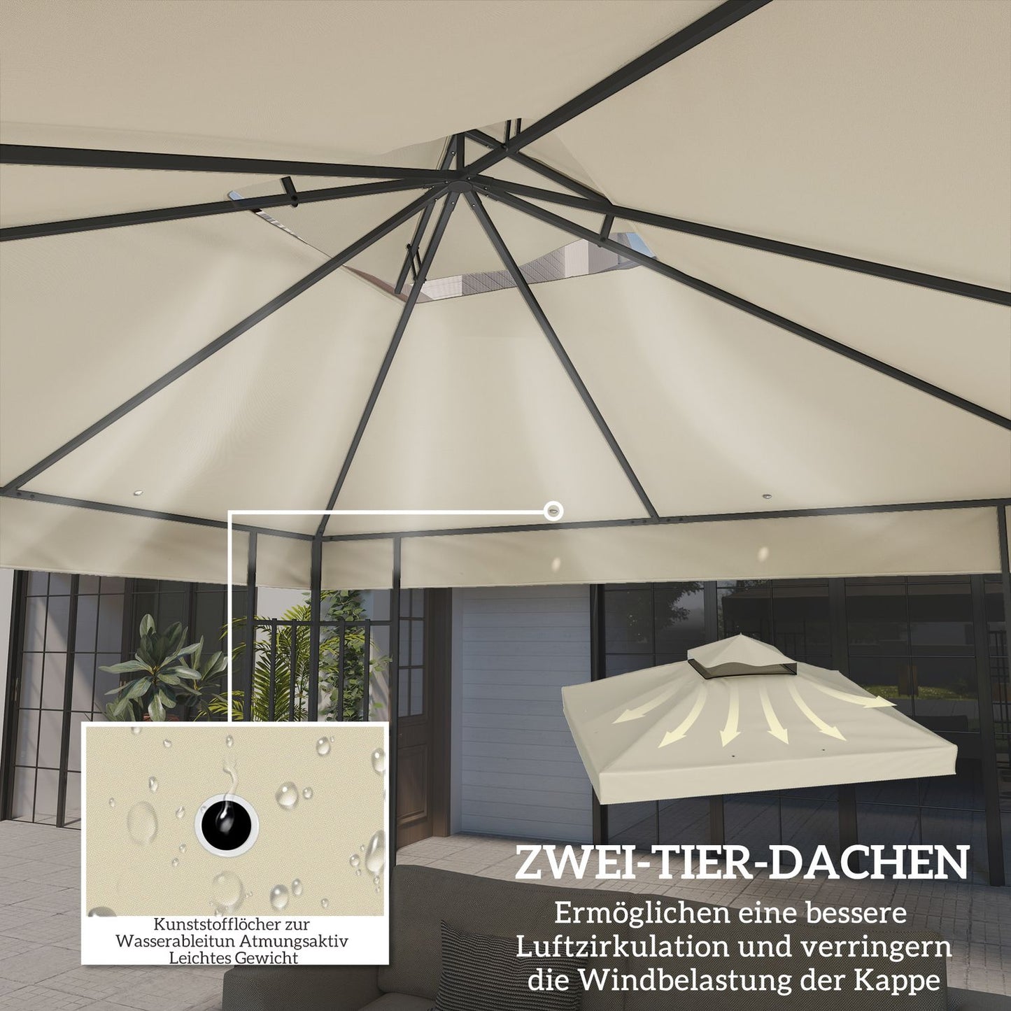 Gazebo Roof replacement 3x3m, Water resistant, Cream white