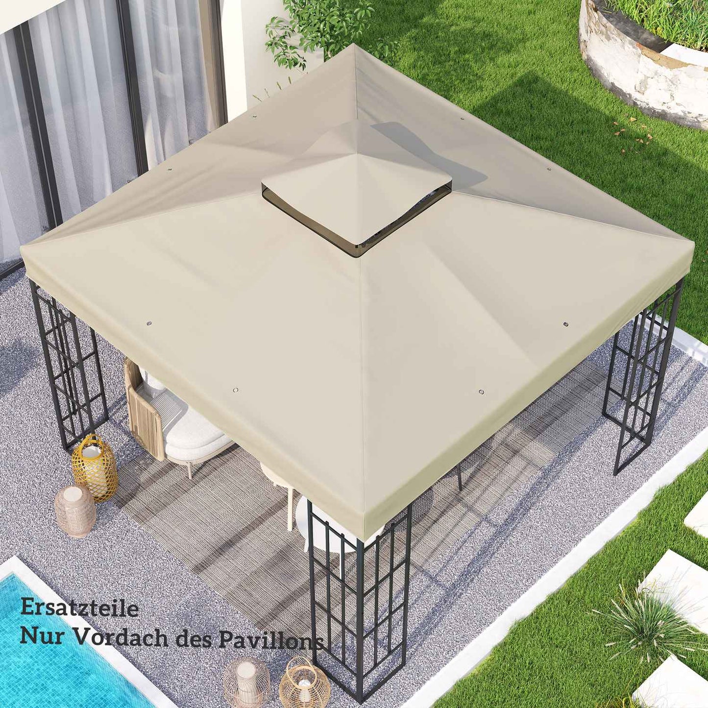 Gazebo Roof replacement 3x3m, Water resistant, Cream white