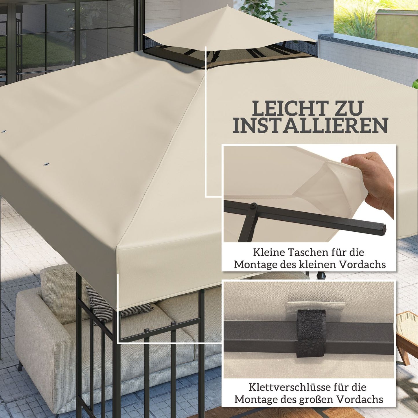 Gazebo Roof replacement 3x3m, Water resistant, Cream white
