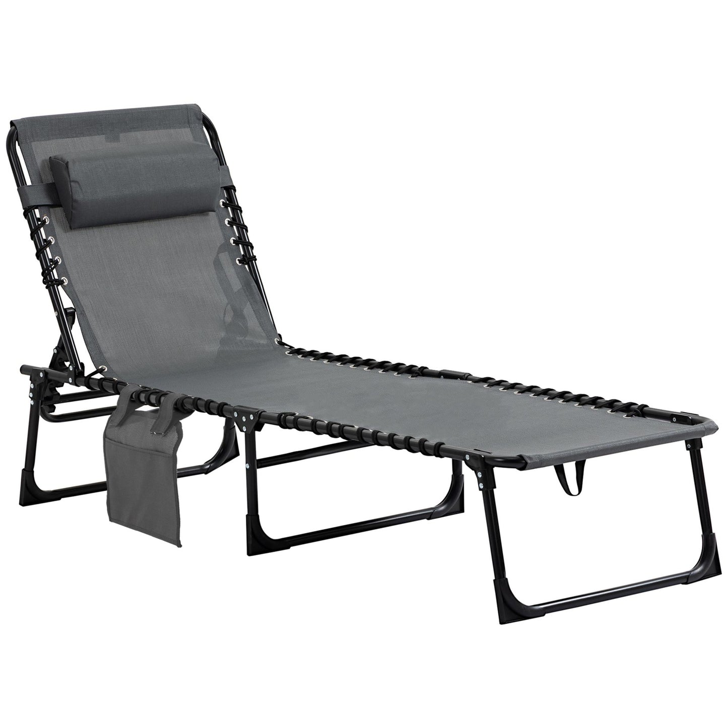 Folding sun lounger with cushion, adjustable, weatherproof