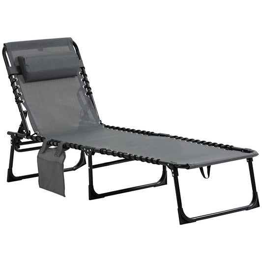 Folding sun lounger with cushion, adjustable, weatherproof