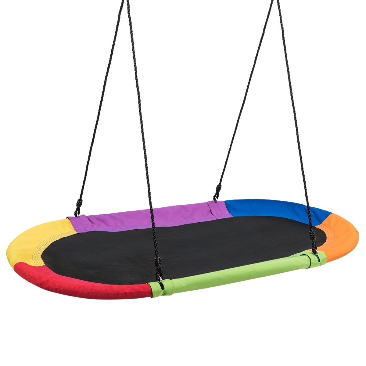 Oval nest swing plate swing with 100-180cm height-adjustable rope for indoor and outdoor use 150 x 80 cm colorful
