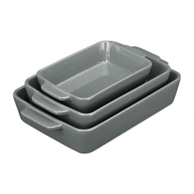 Oven form ceramic set of 3 gray