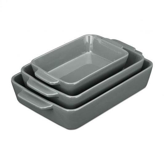 Oven form ceramic set of 3 gray