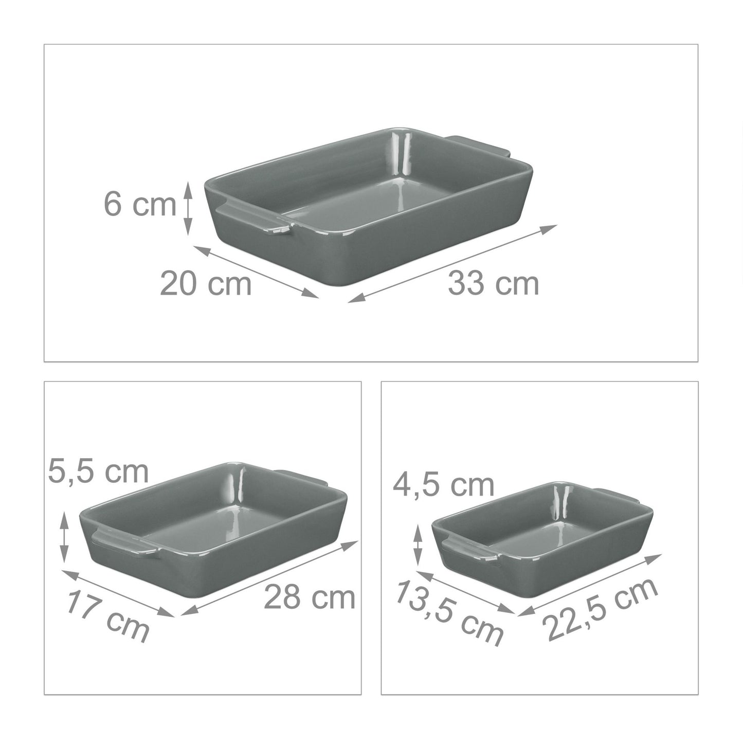 Oven form ceramic set of 3 gray