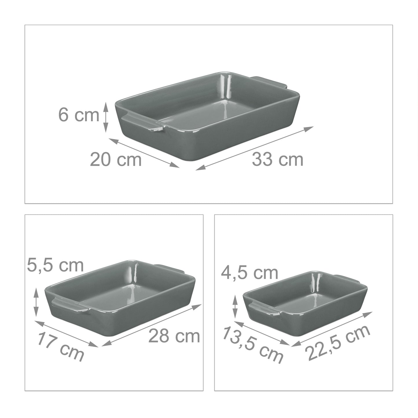 Oven form ceramic set of 3 gray