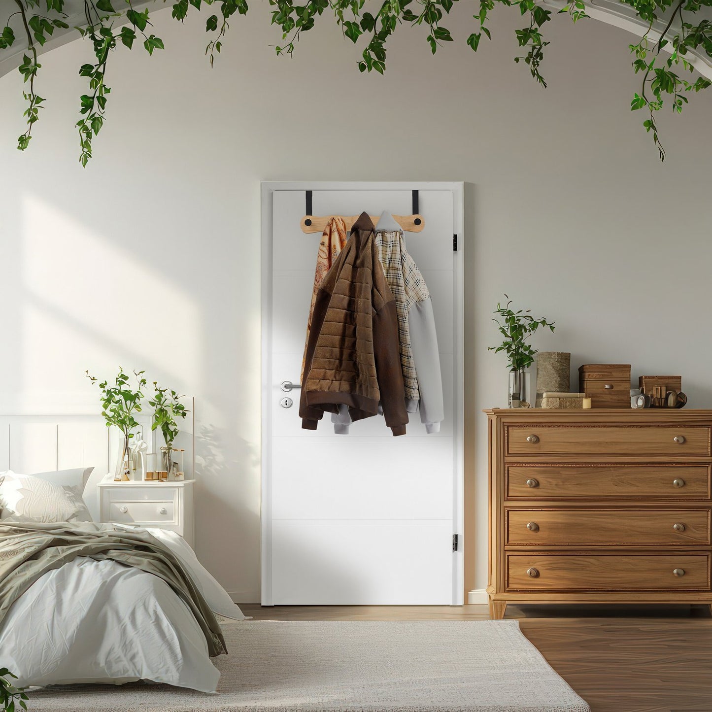 Over Door Hook Rail with 5 Hooks for Bedrooms