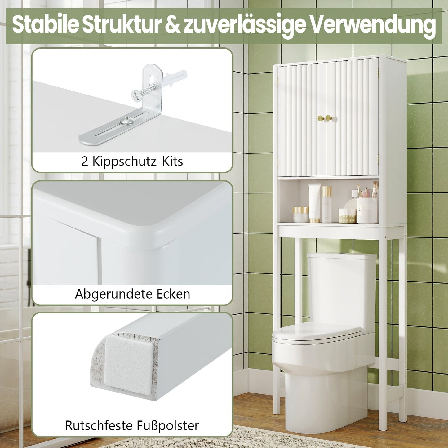 Over-The-Toilet Cabinet, Adjustable Shelf, White MDF