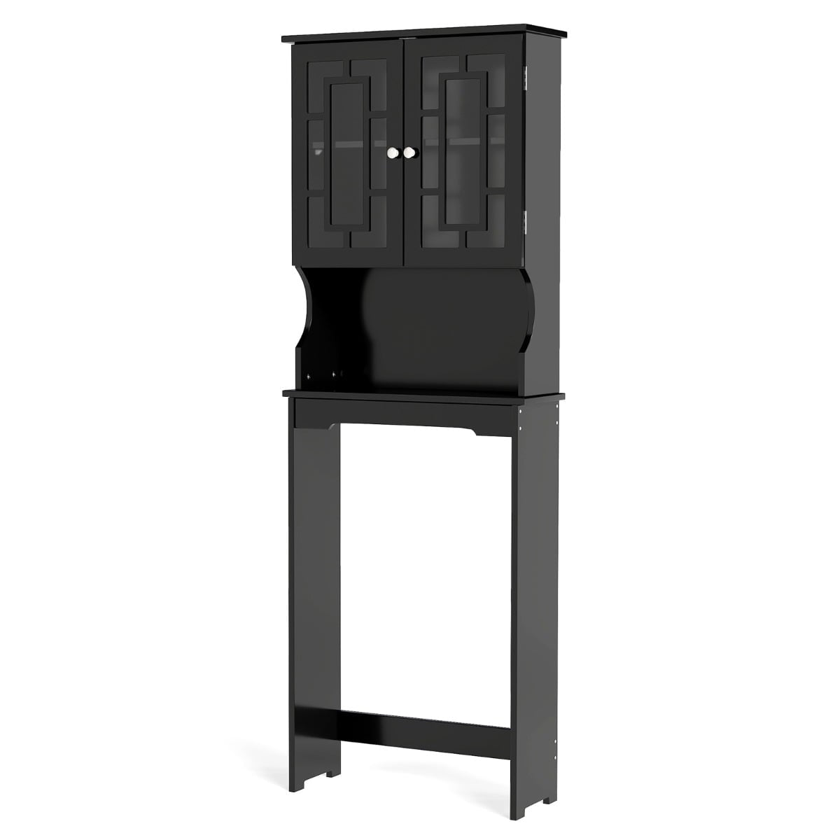Over-Toilet Bathroom Cabinet, Black, 3 Shelves, Adjustable