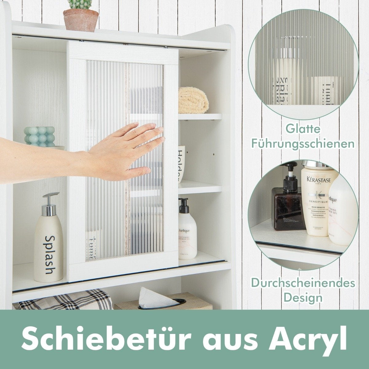 Over-Toilet Storage Cabinet with Sliding Door, Adjustable Shelves