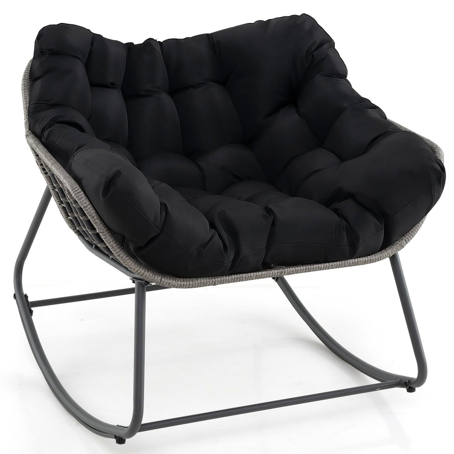 Oversized Black Rocking Chair with Removable Cushion