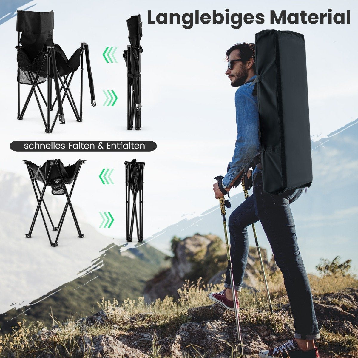 Oversized Camping Chairs with Table & 2 Drink Holders & Storage Bag Folding Chairs