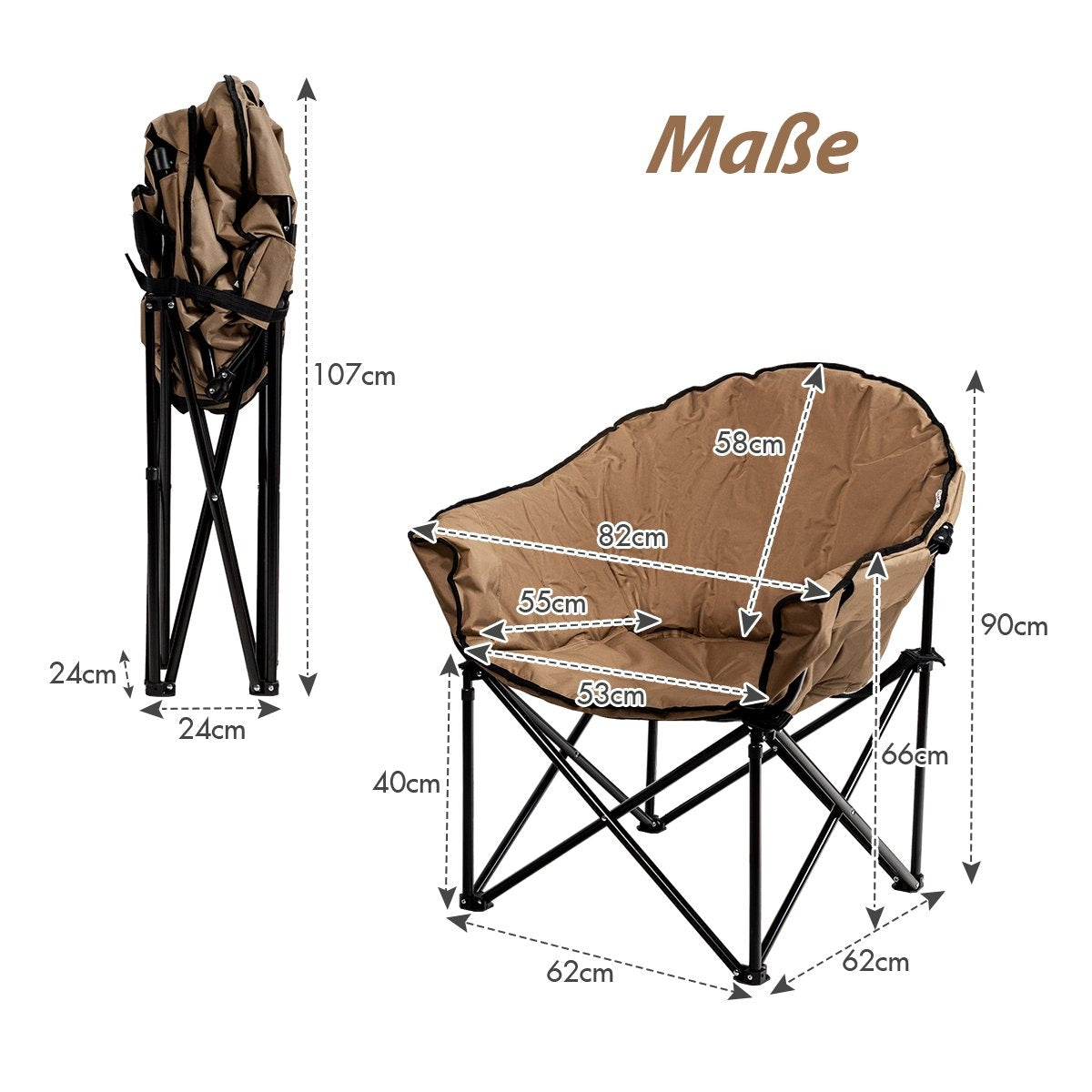 Oversized Folding Camping Chair with Cup Holder & High Back