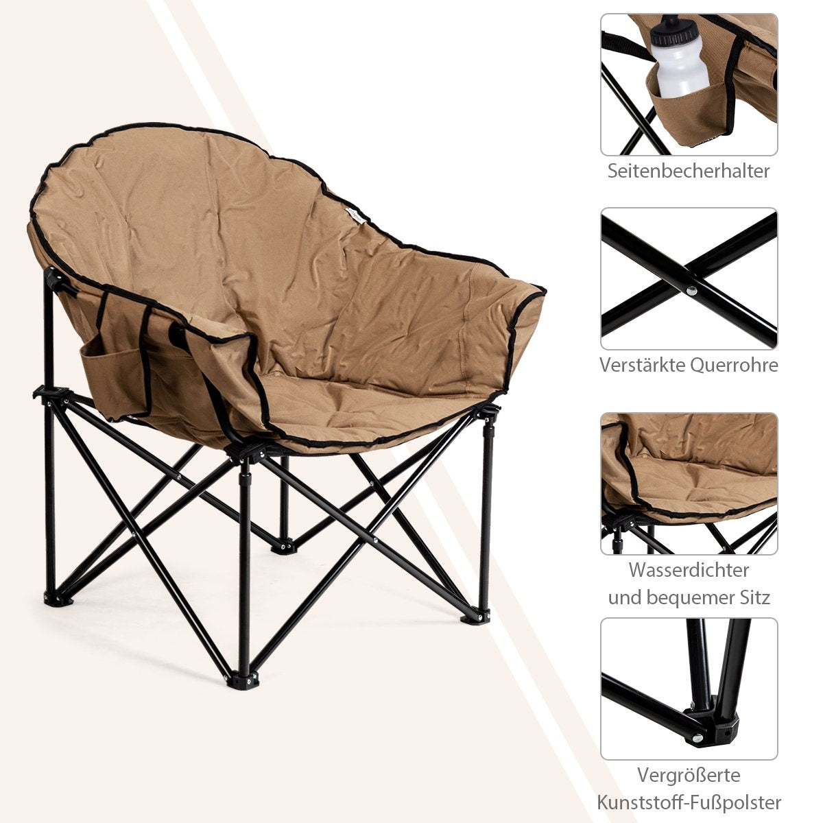 Oversized Folding Camping Chair with Cup Holder & High Back