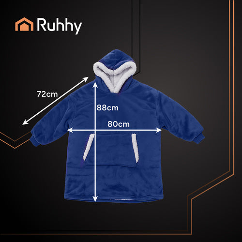 Oversized Navy Blanket Sweatshirt with Hood and Pocket