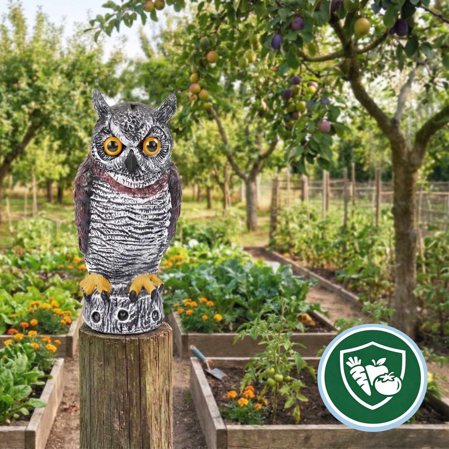 Owl Bird Deterrent Decoy, 34 cm, Realistic Design