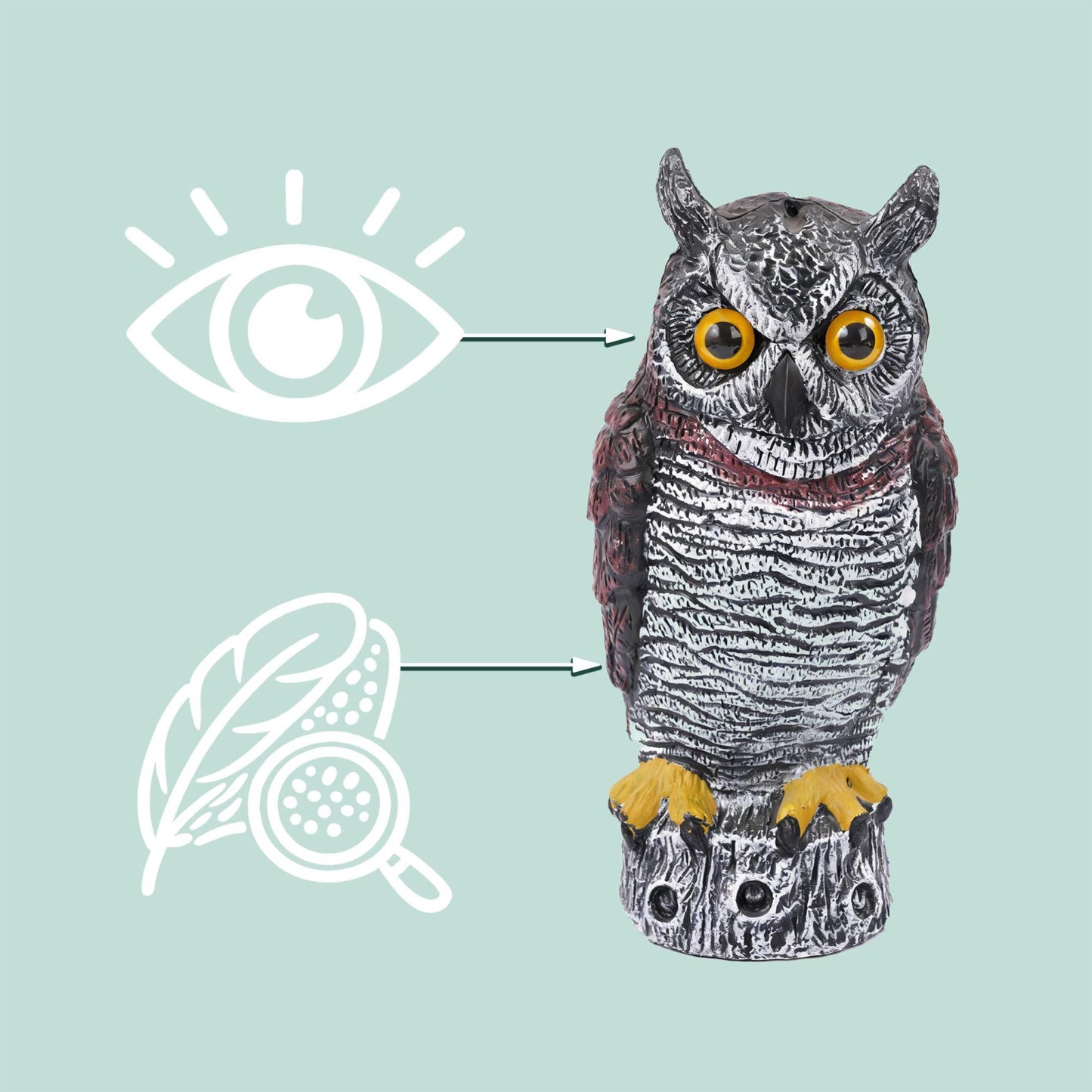 Owl Bird Deterrent Decoy, 34 cm, Realistic Design