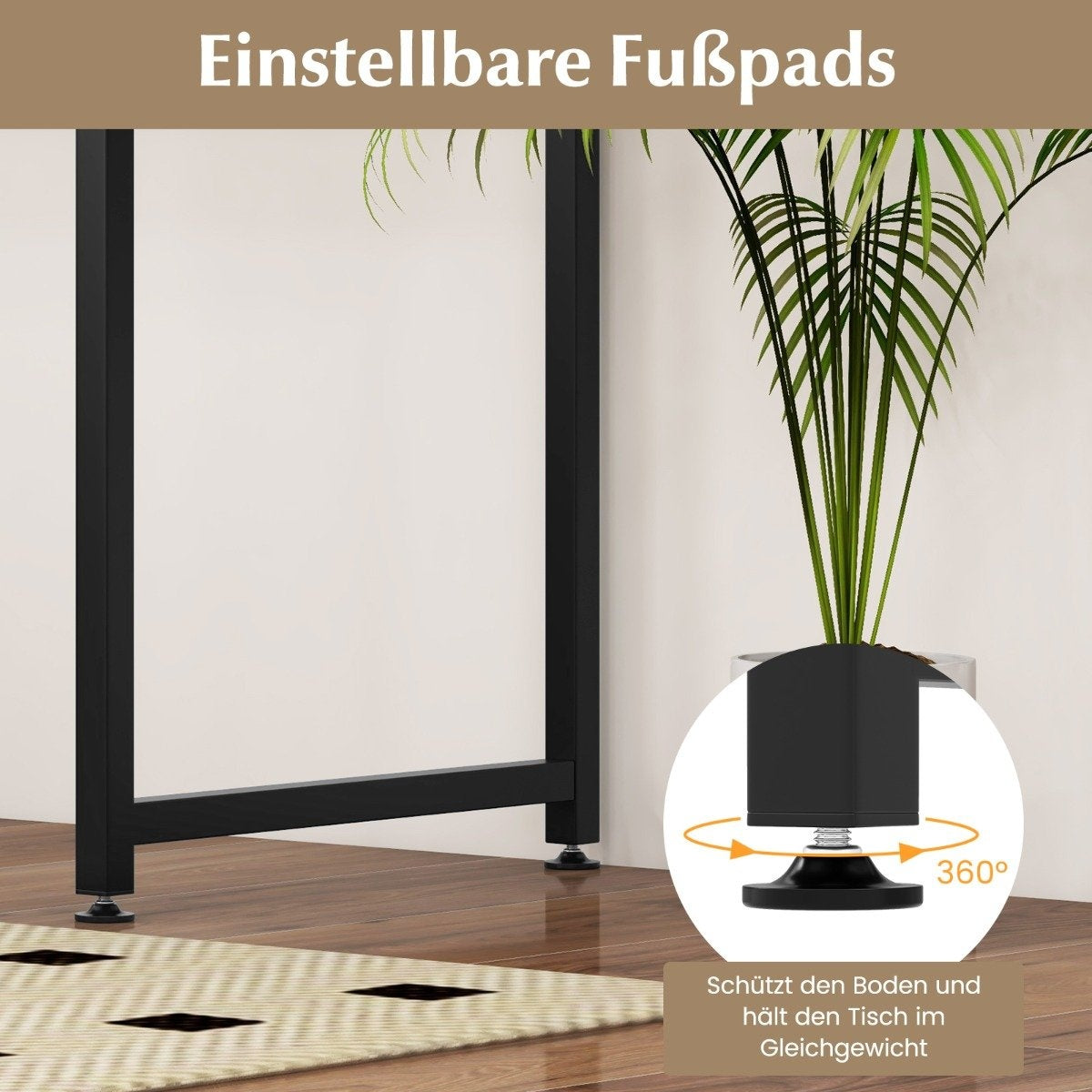 PC table with adjustable foot pads, compact computer desk, 100 x 50 x 77 cm, black
