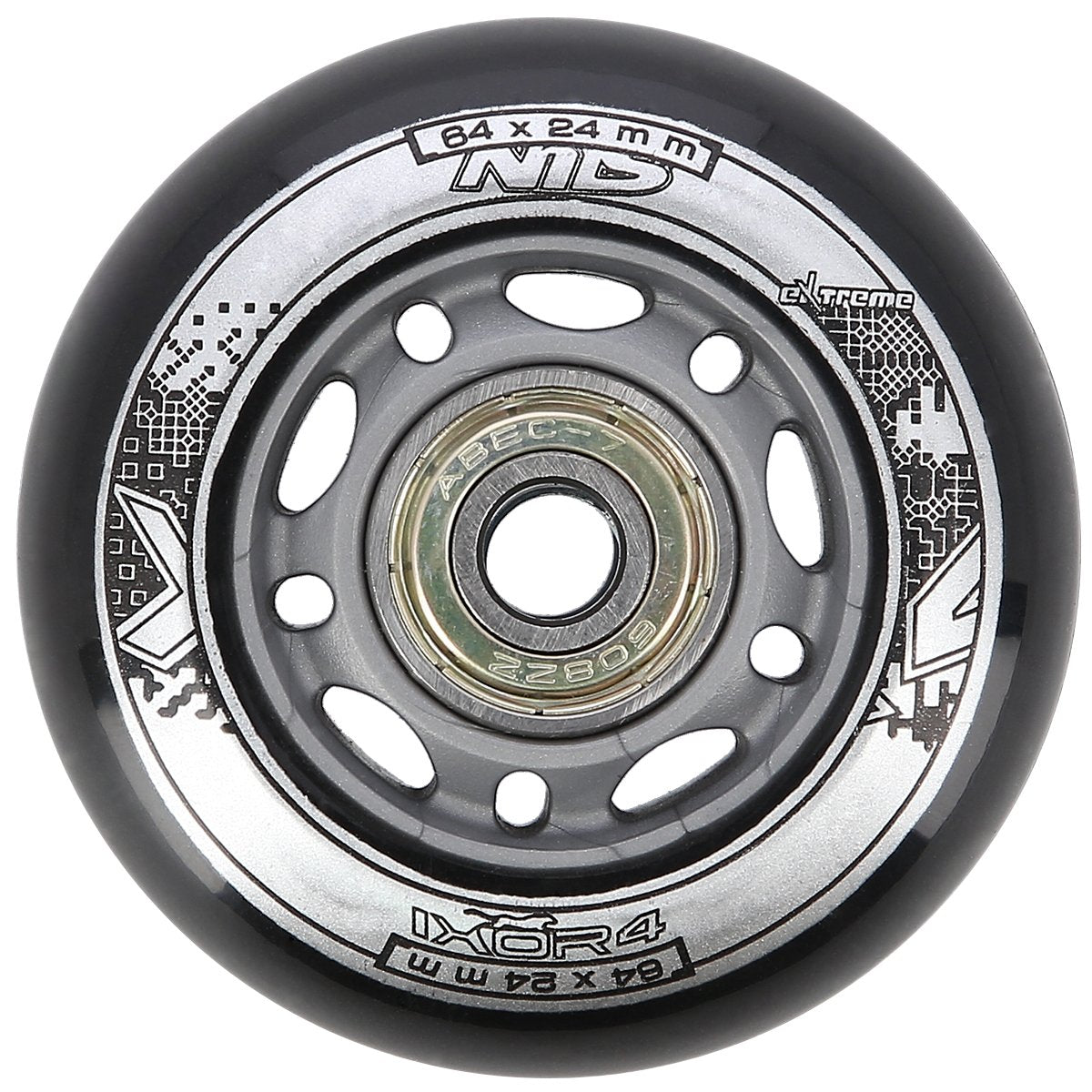 PU 64x24 82A Black Wheels & ABEC-9 Bearings Set