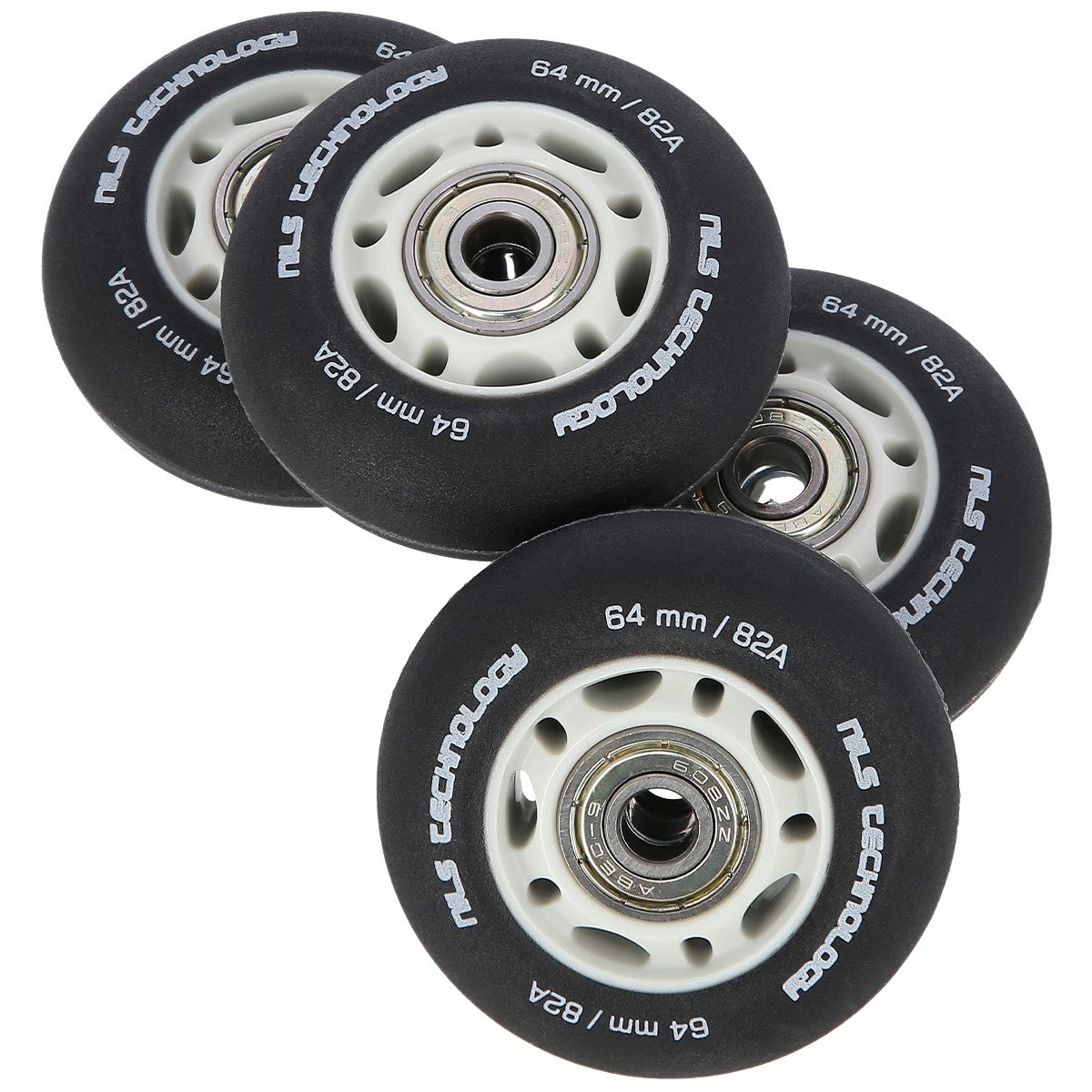 PU 64x24 82A Black Wheels & ABEC-9 Bearings Set