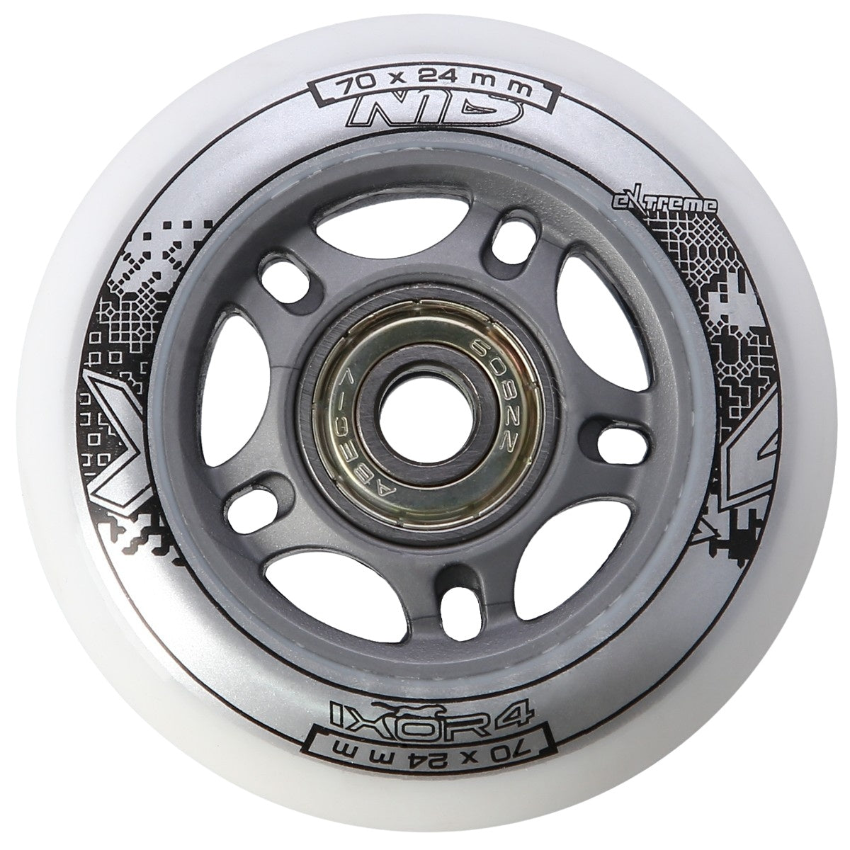 PU 70x24 82A White Wheels & ABEC-7 Bearings Set