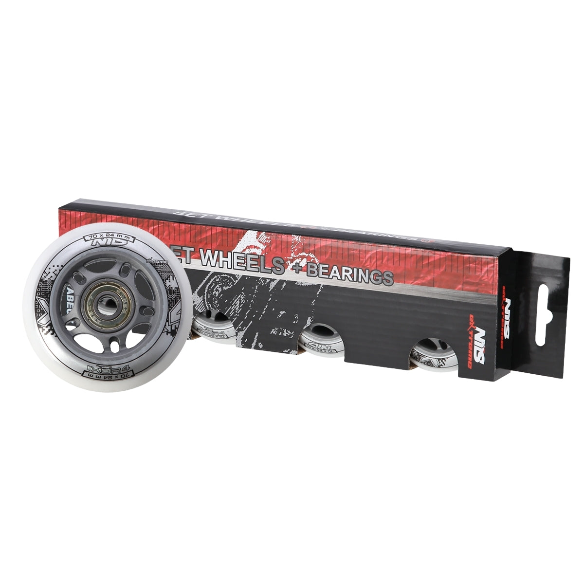 PU 70x24 82A White Wheels & ABEC-7 Bearings Set