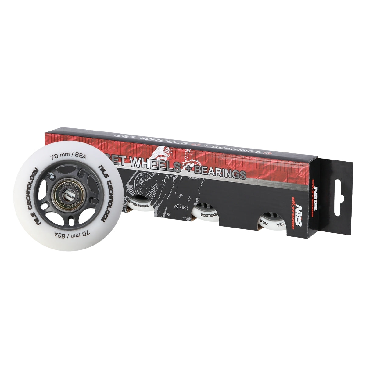 PU 70x24 82A White Wheels & ABEC-9 Bearings Set
