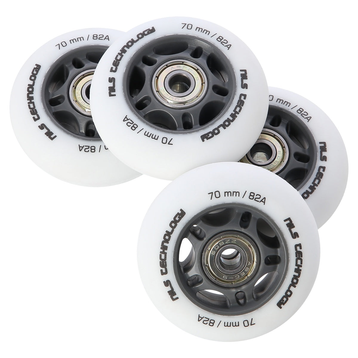 PU 70x24 82A White Wheels & ABEC-9 Bearings Set