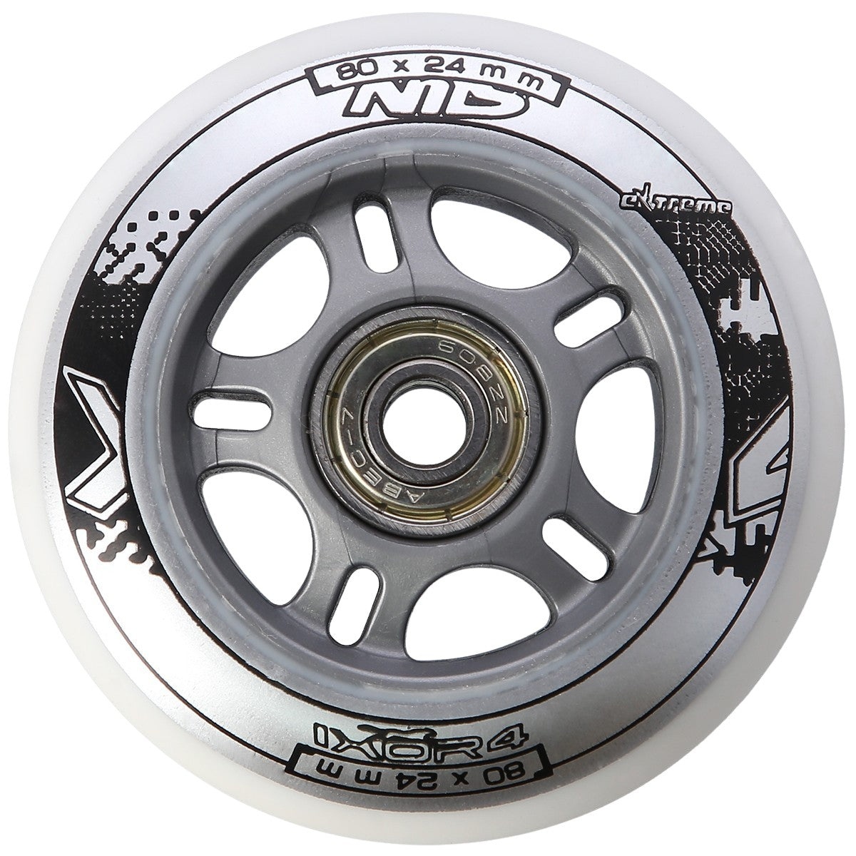 PU 80x24 Wheels, White, 4 Pcs + ABEC-7 Bearings, 8 Pcs