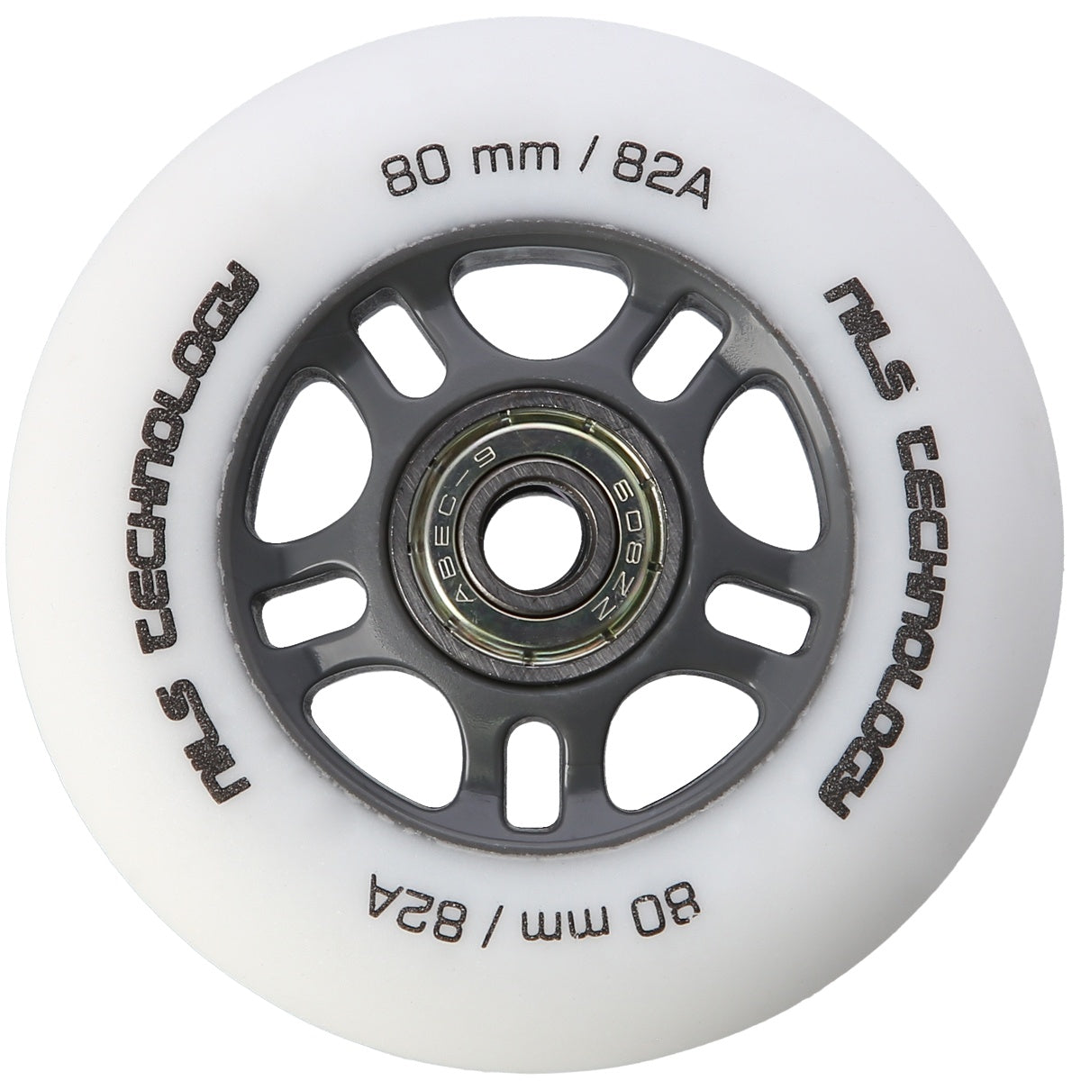 PU 80x24 Wheels, White, 4 Pcs + ABEC-9 Bearings, 8 Pcs Set