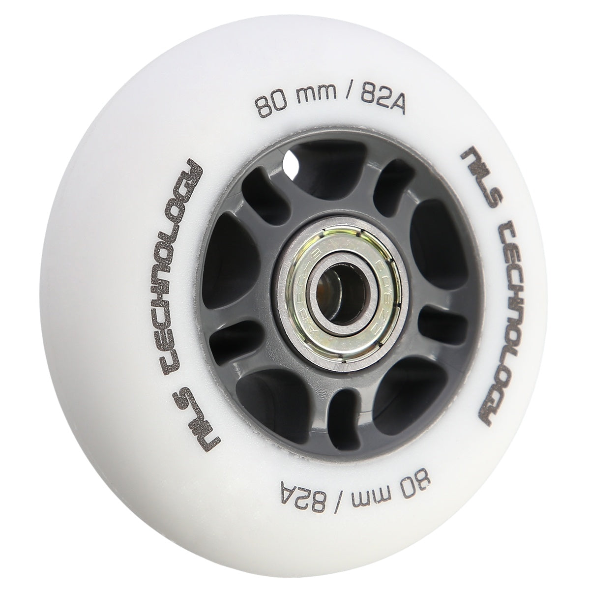 PU 80x24 Wheels, White, 4 Pcs + ABEC-9 Bearings, 8 Pcs Set