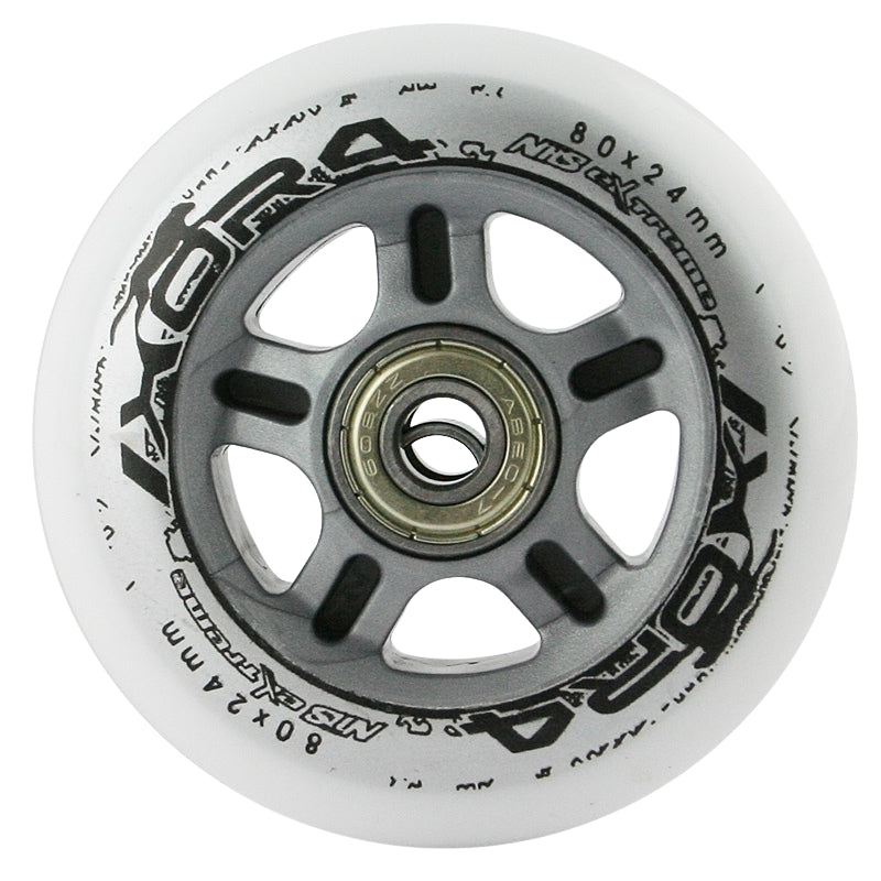 PU 80x24 White Wheels 82A (4) + ABEC-7 Bearings (8) Set
