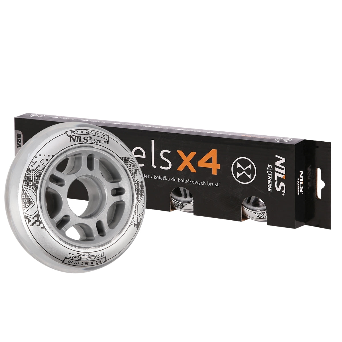 PU 80x24 mm Transparent Skate Wheels, Set of 4