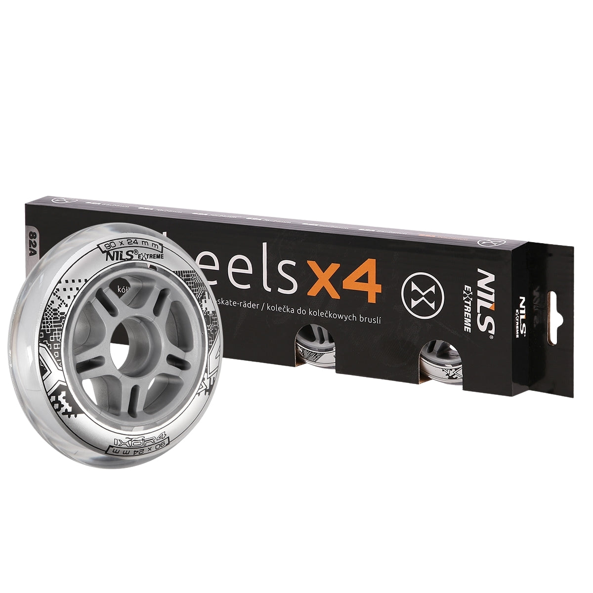 PU 82A Clear Skateboard Wheels, 90x24mm, 4 Pack