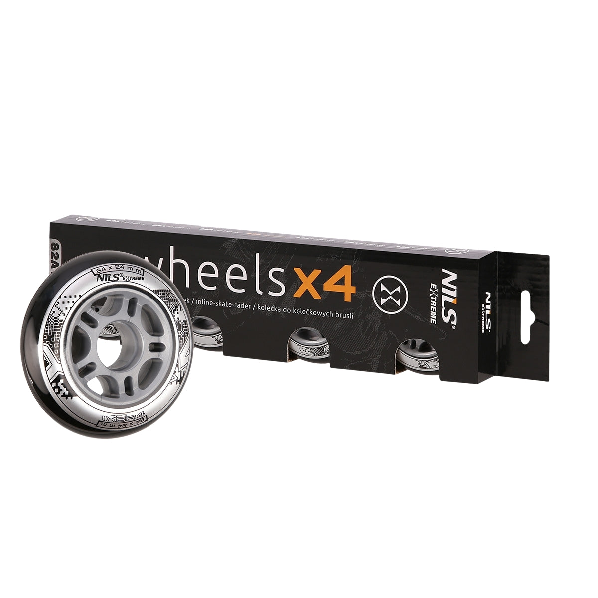 PU 84x24 82A Black Inline Skate Wheels (4 Pack)