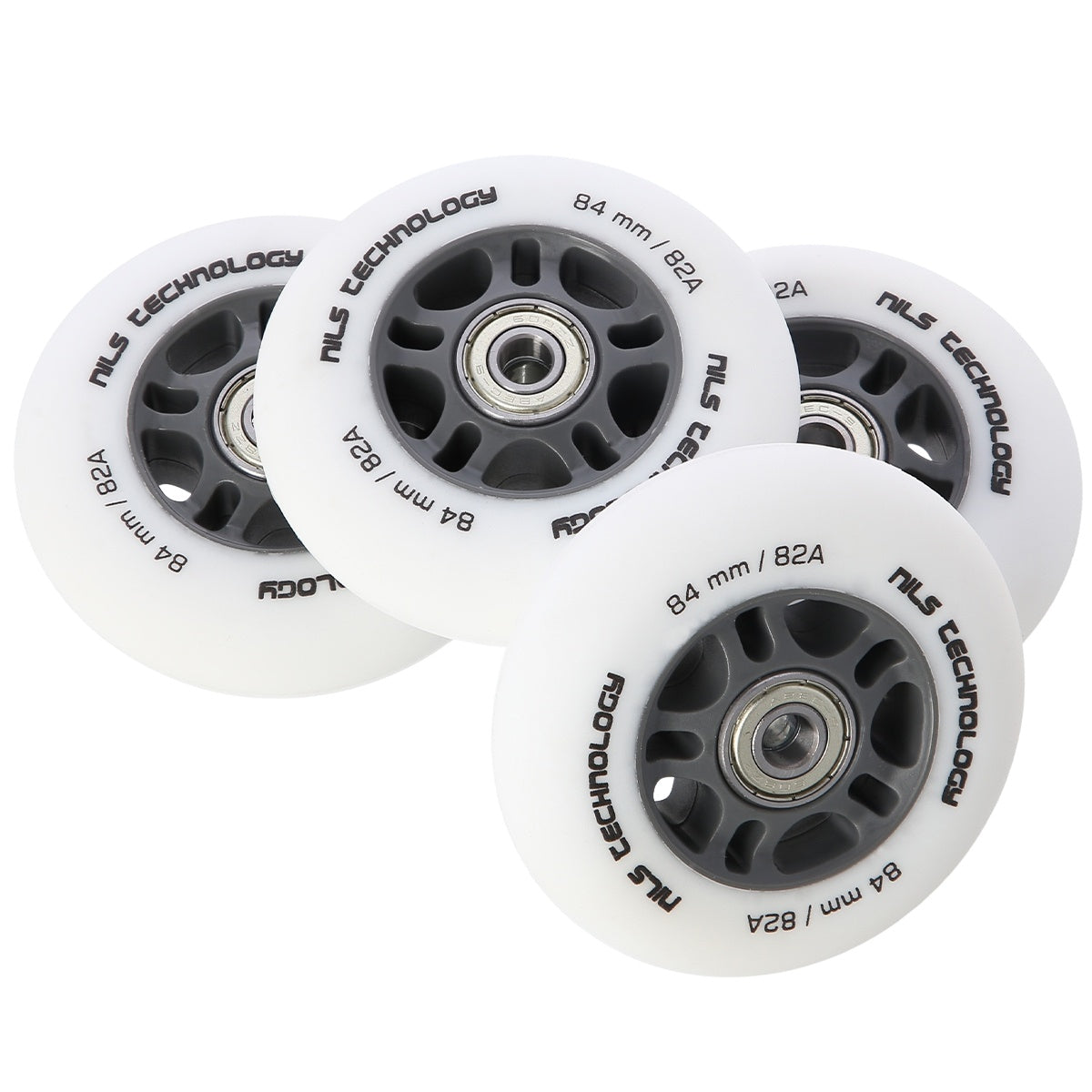 PU 84x24 82A White Wheels & ABEC-9 Bearings Set