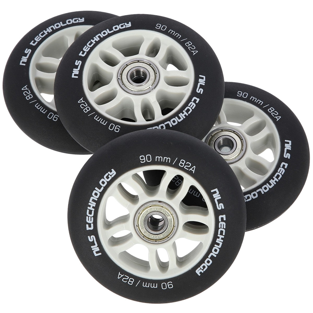 PU 90x24 82A Black Skate Wheels & ABEC-9 Bearings Set