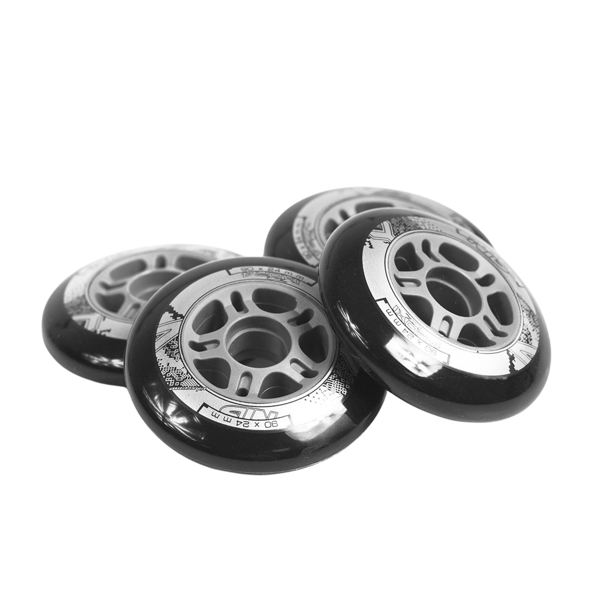 PU 90x24 82A Black Skate Wheels (Set of 4)