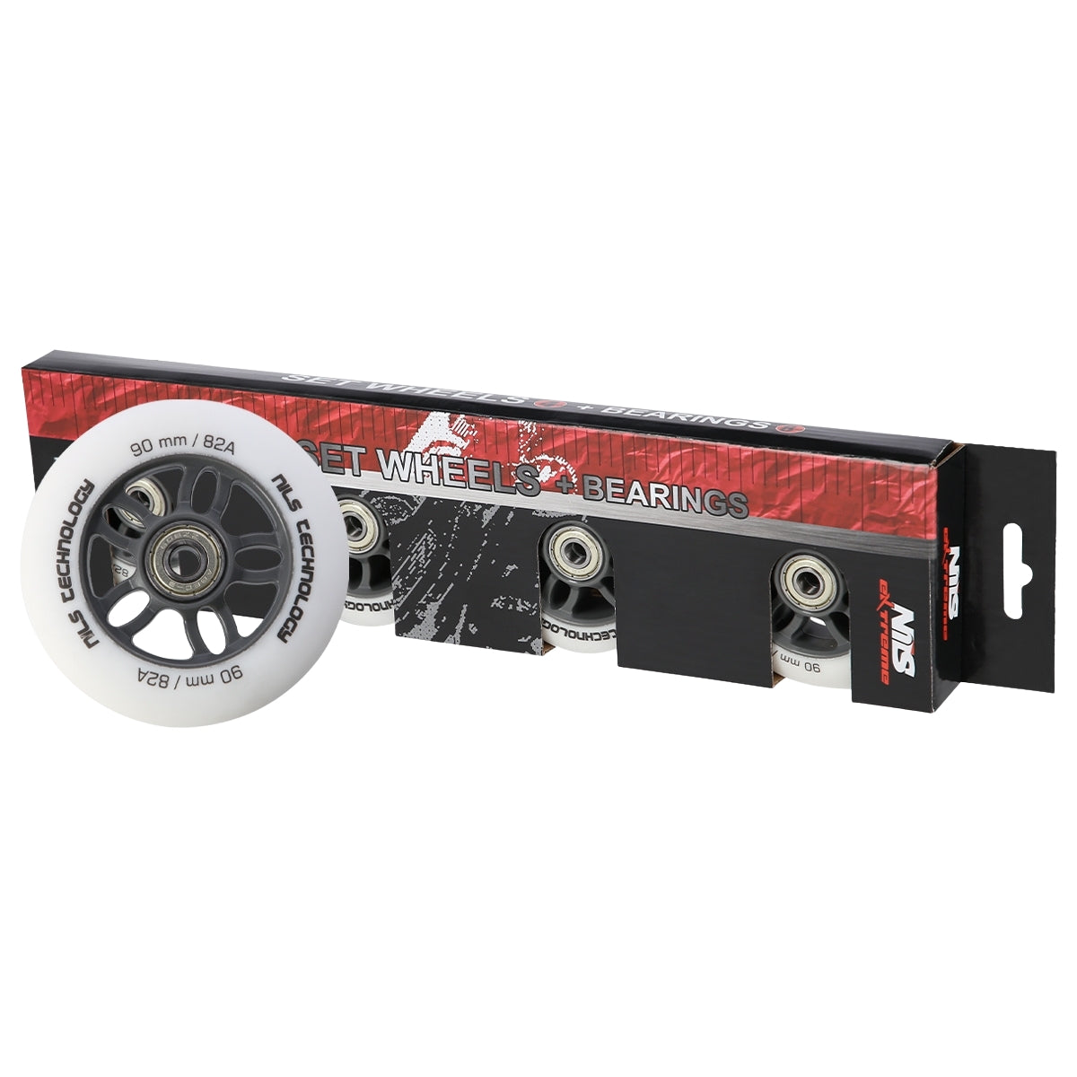 PU 90x24 82A White Wheels & ABEC-9 Bearings Set